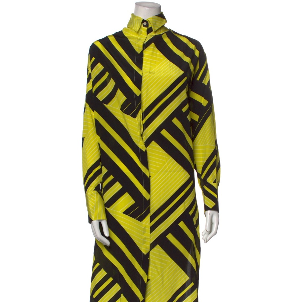 MSGM Stylish Yellow and Black Geometric Dress